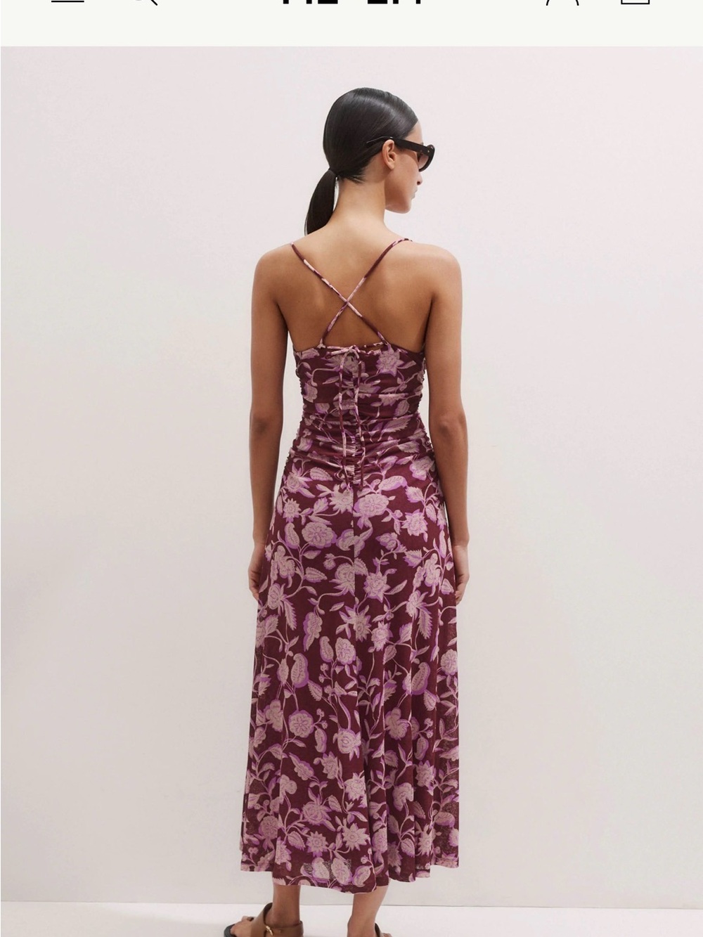 ME+EM Wine and Pink Floral Midi Slip Dress - Picture 2 of 7